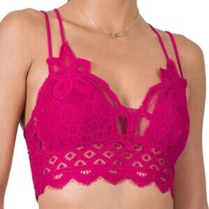 NWOT Zenana Magenta Ruffles Lacy Adjustable Straps Removable Cup Pads
